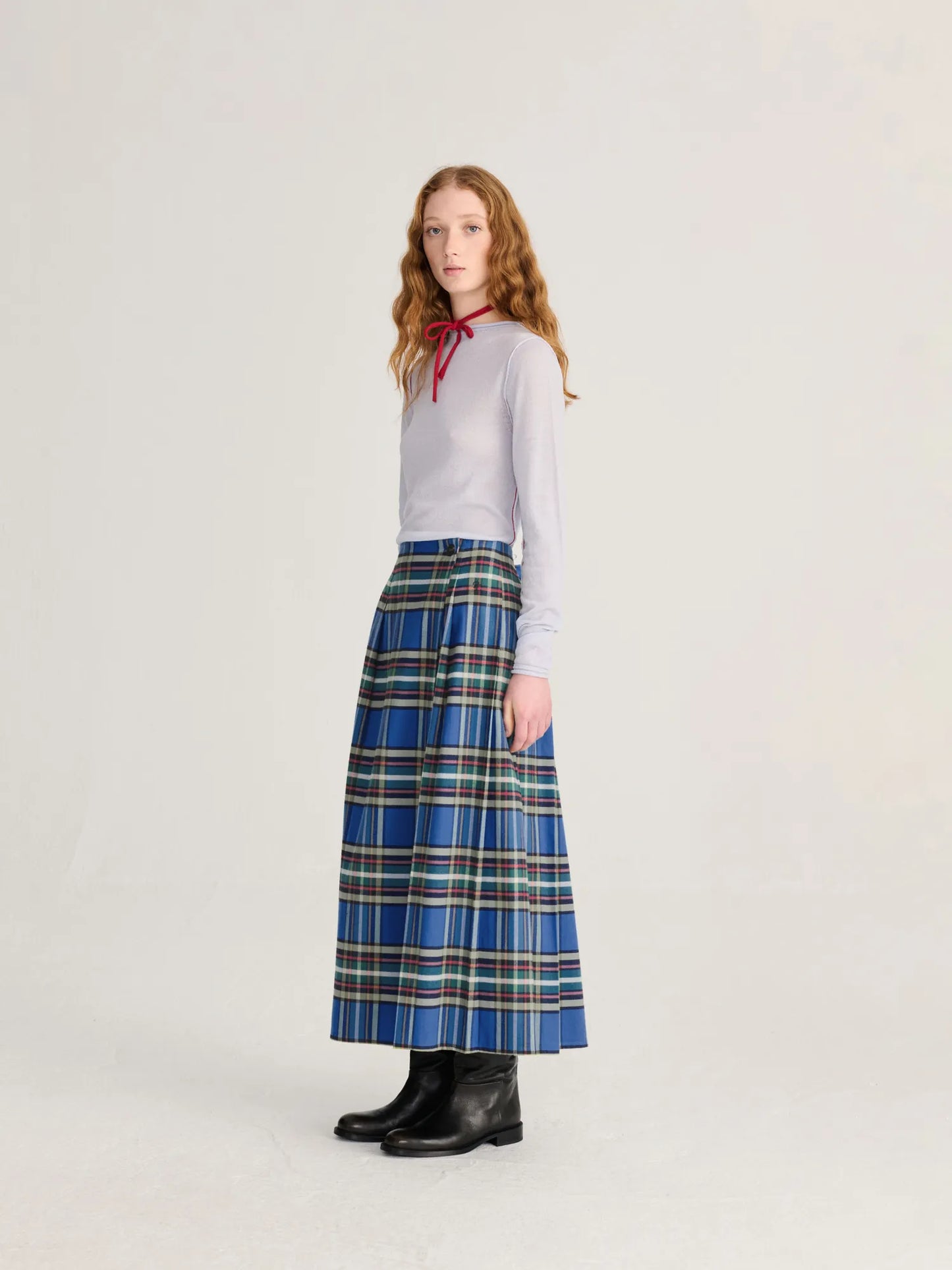 Jupe plissée en flanelle Tartan