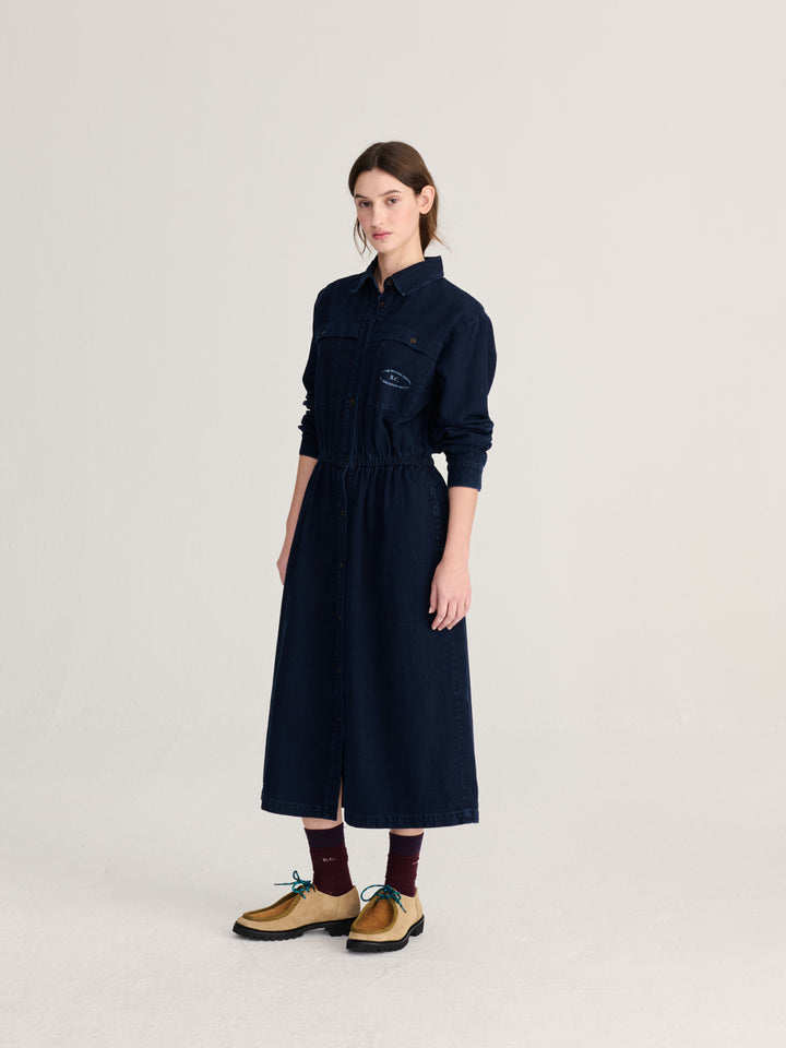 Washed denim dress