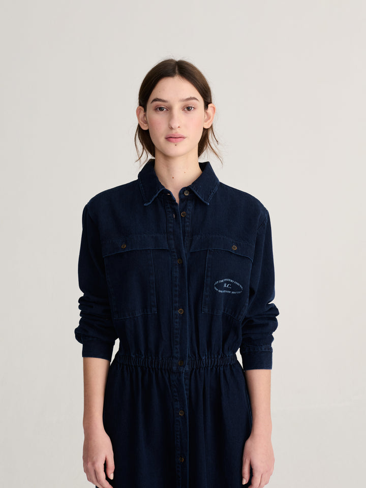 Washed denim dress