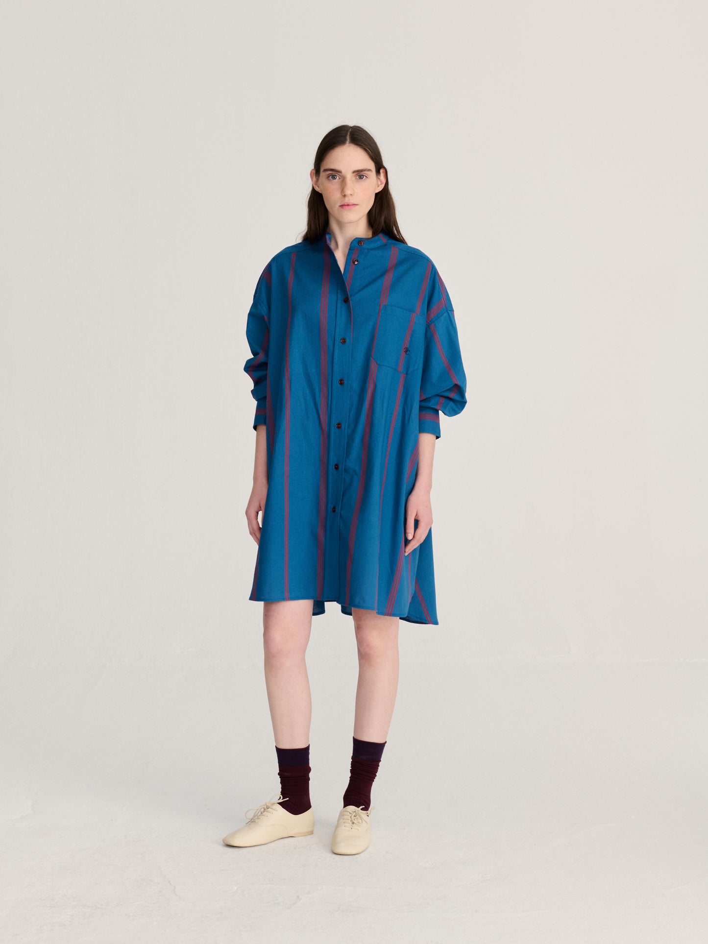 Triple Stripes all over poplin shirt dress