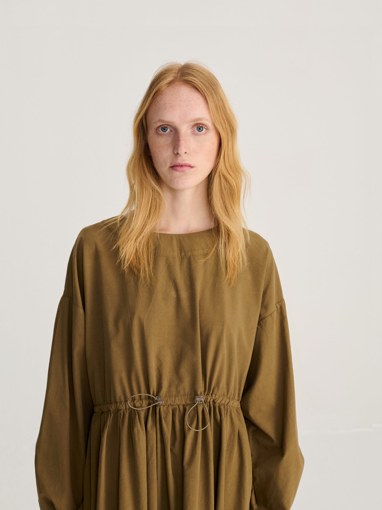 Poplin elastic waist dress