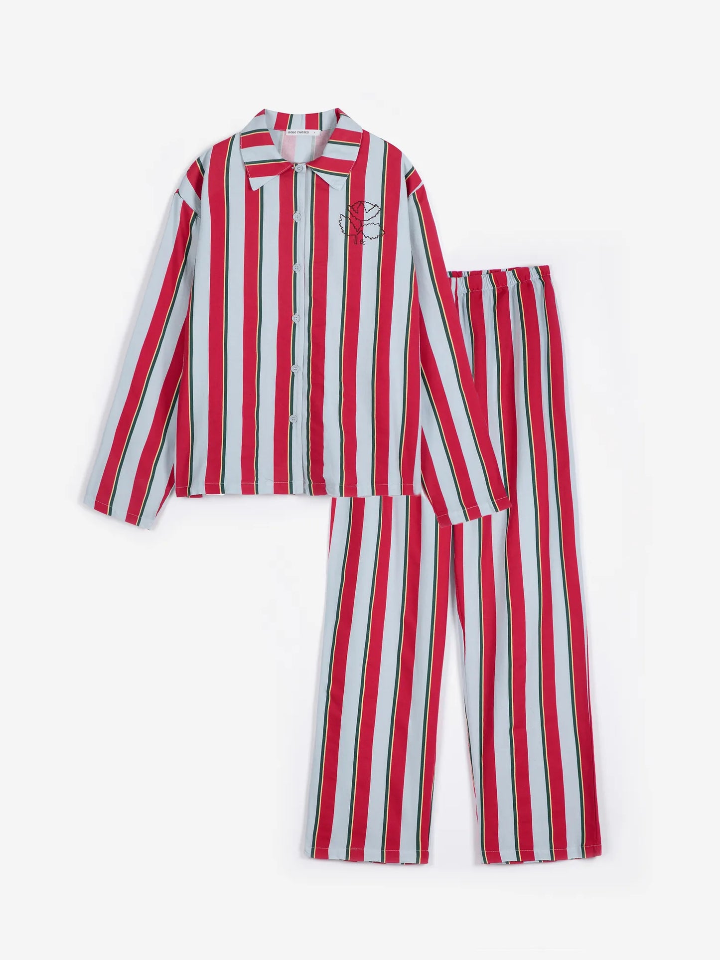 Conjunto de pijama de franela fluida con estampado integral de rayas