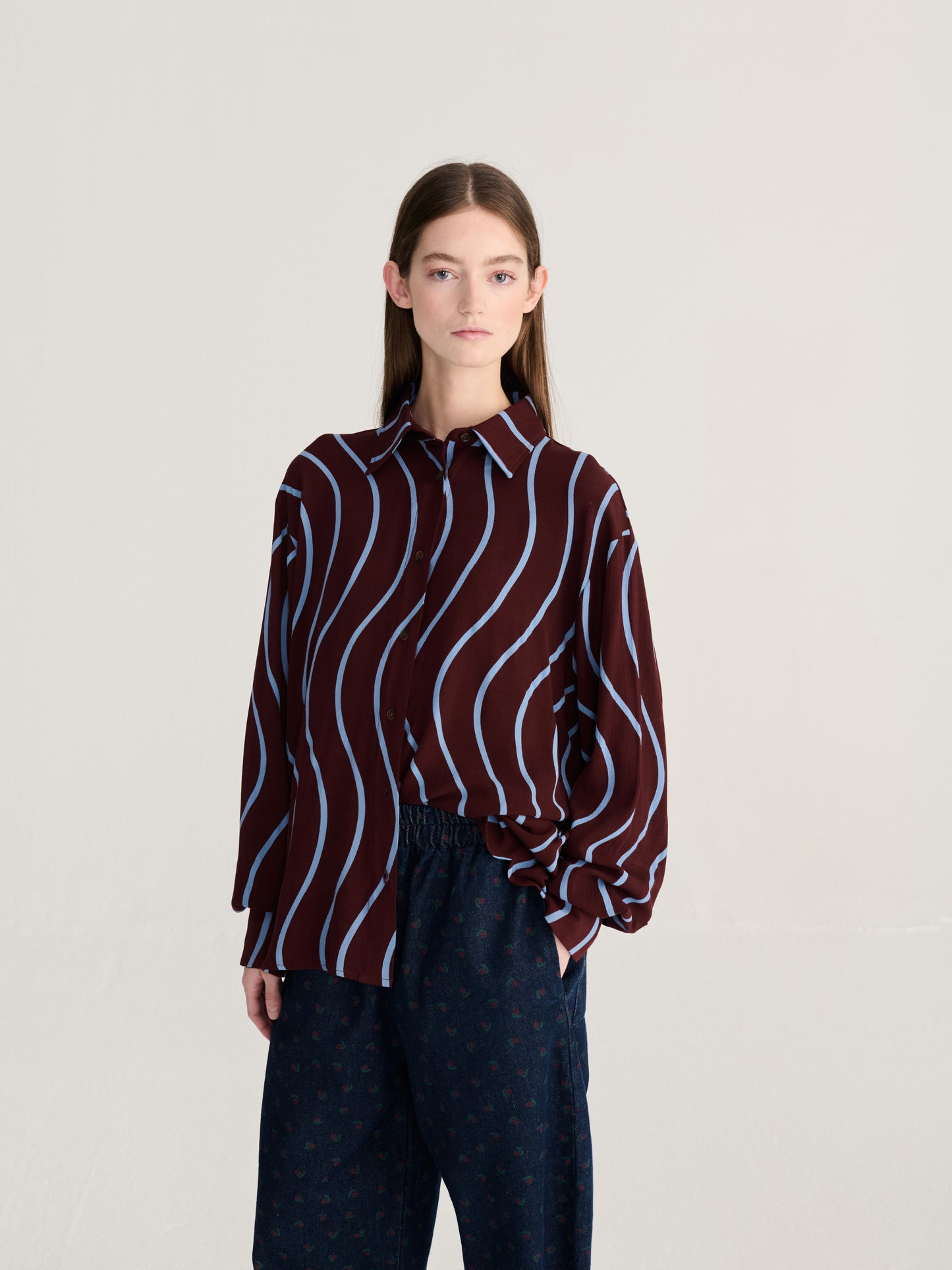 Chemise fluide à rayures all-over Psicodelic