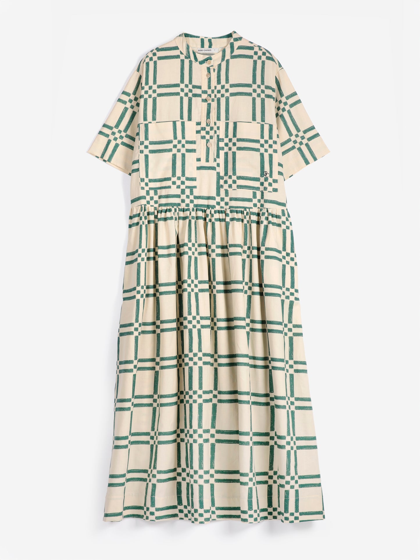 Squares all over poplin midi dress