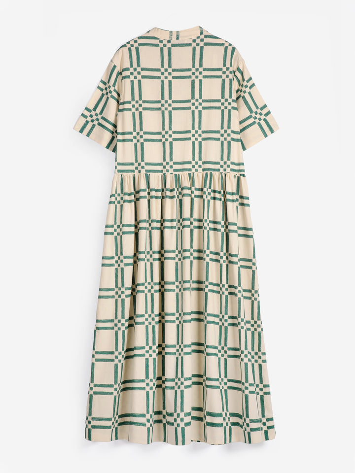 Squares all over poplin midi dress