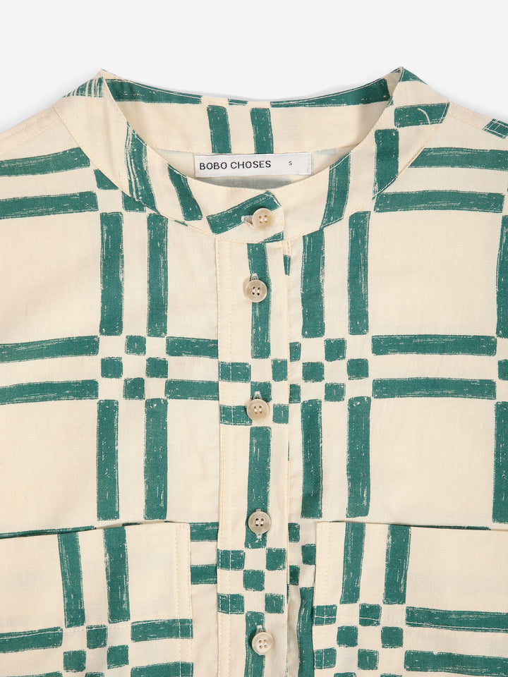 Squares all over poplin midi dress