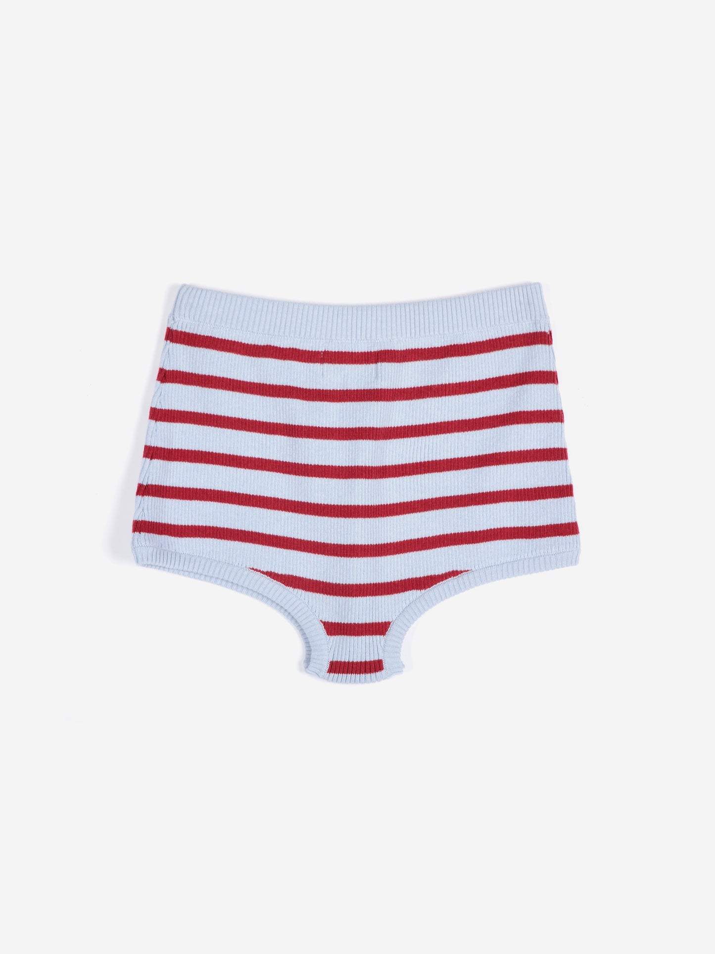 Striped knitted wool-cotton minishort