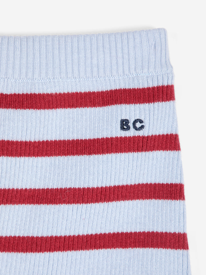 Striped knitted wool-cotton minishort