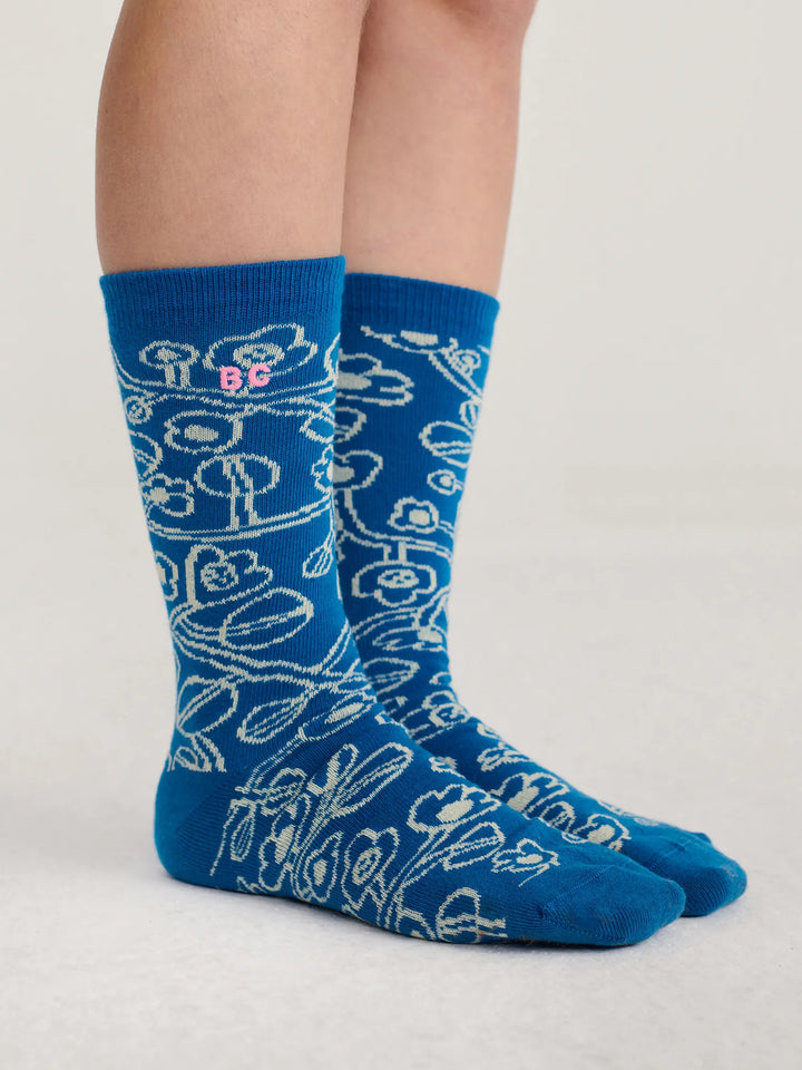 Sketchy Flowers all over long socks