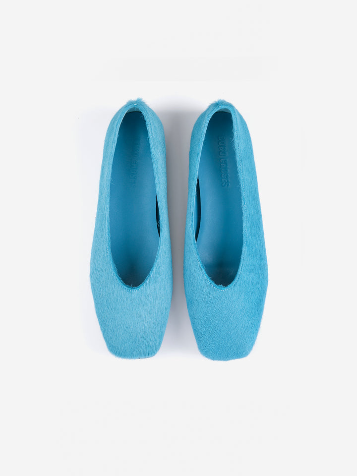 Hairy leather ballet flat