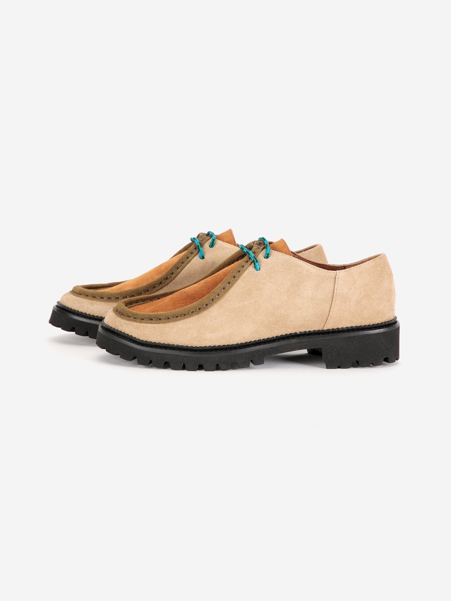 Color block suede wallabee shoes