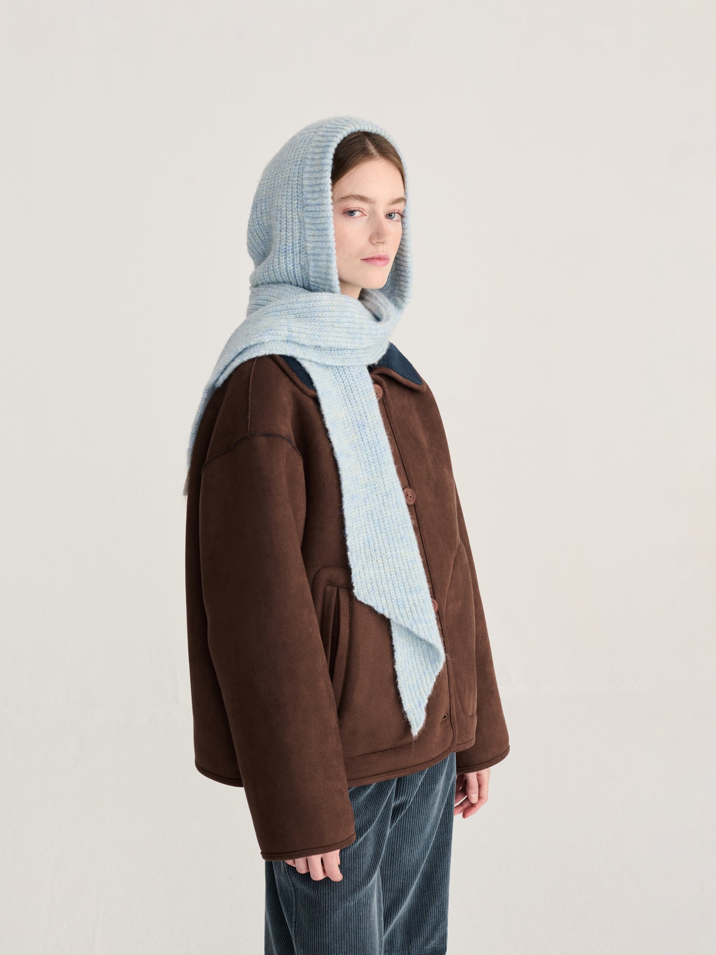 Knitted hooded scarf