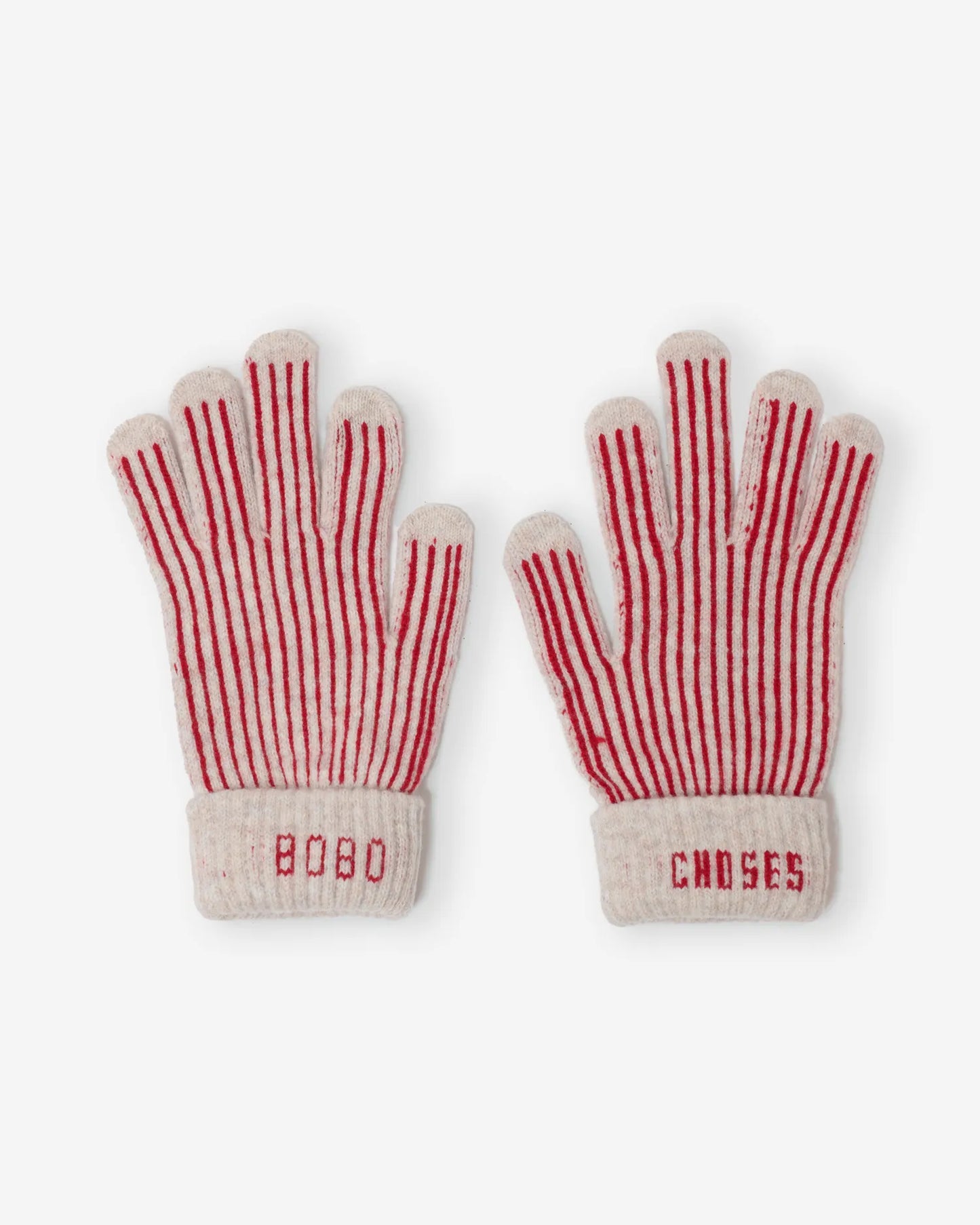 Gants en maille à rayures en laine mérinos