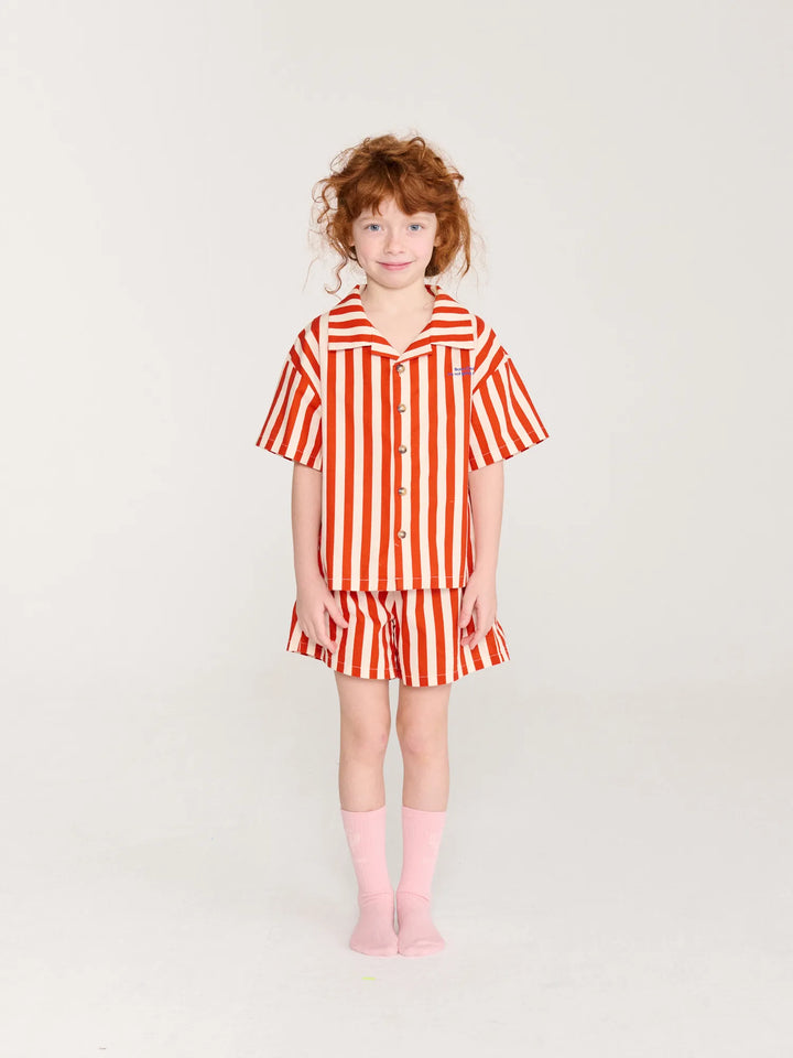 Red Bold Stripe loungewear woven set