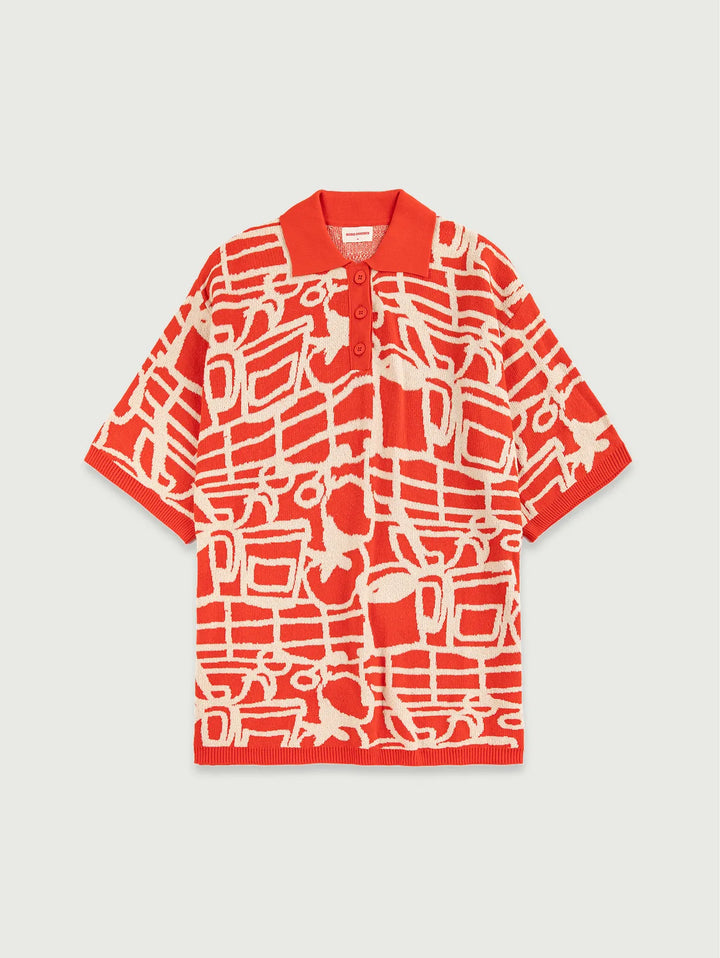 Cookery festival jacquard knitted polo