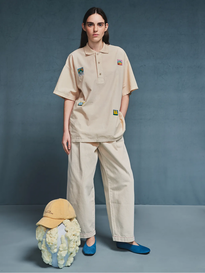 Bobo Labelled oversize poplin polo shirt