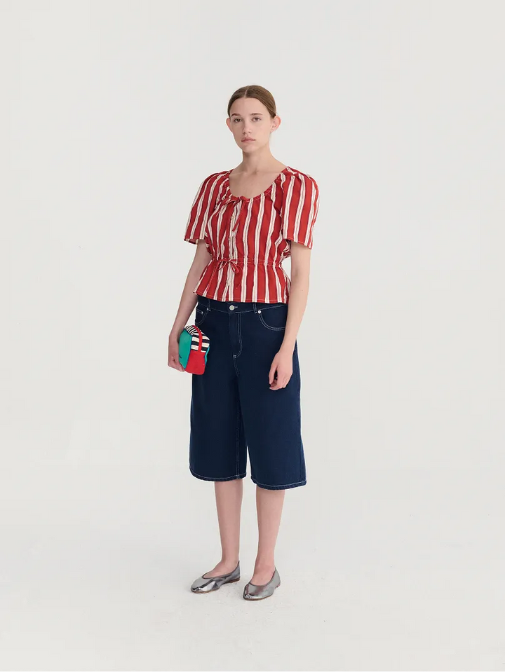 Bermudas vaqueras con pespuntes en contraste
