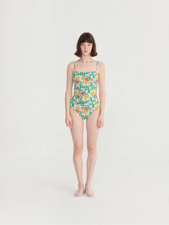 Color herbalist pattern recycled swimsuit
