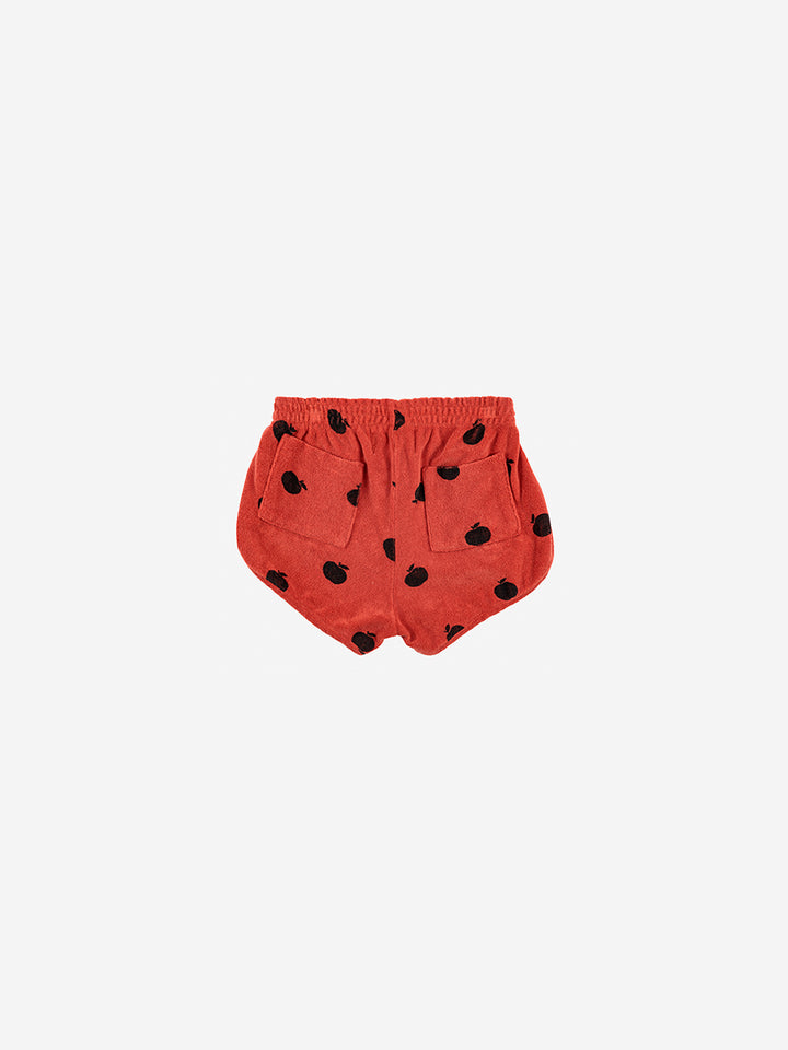 Pantalón corto rojo de rizo estampado Poma