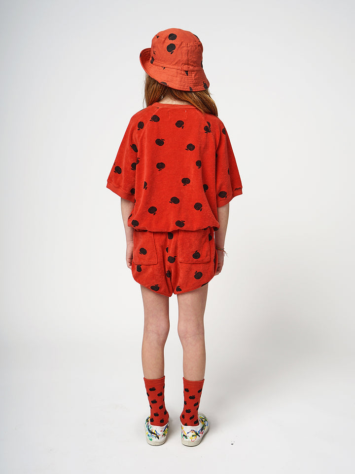 Pantalón corto rojo de rizo estampado Poma